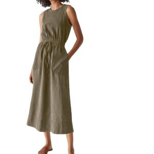 Michael Stars Wilhelmina Stretch Cotton & Linen Midi Tank Dress Size Small